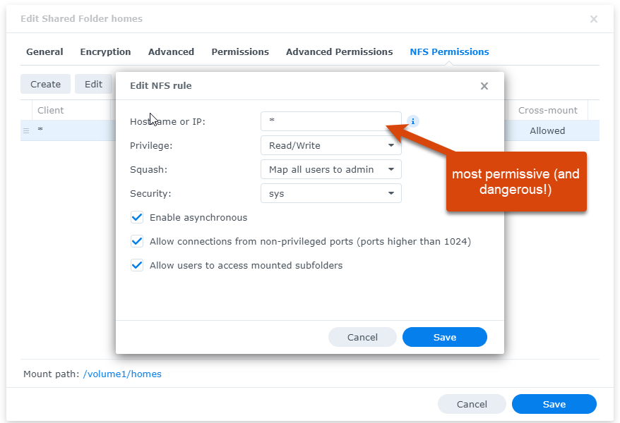 Synology Edit NFS