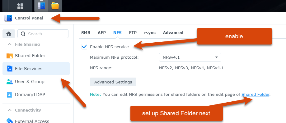 Synology Enable NFS